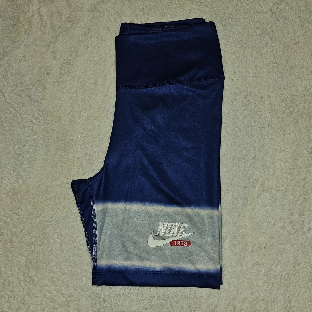 NIKE Dri-Fit Blue High Waisted Tie Dye Stripe Shorts